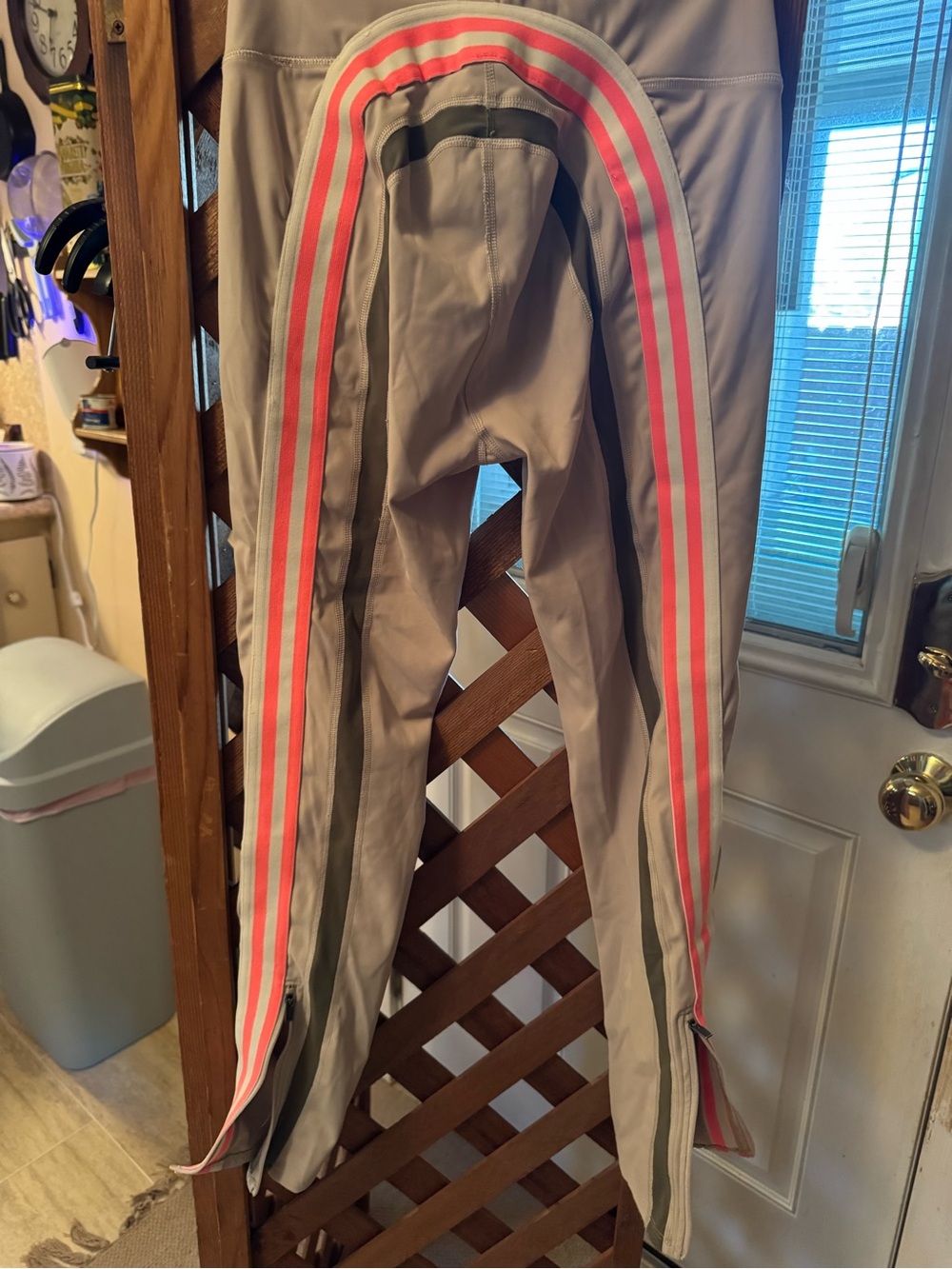Free People Beige Leggings with Coral Stitching Accents - Picture 5 of 8